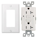 Baomain GFCI Outlet Receptacle 20Amp 120VAC 60Hz Tamper-Resistant Outlet, Ground Fault Circuit Interruptor, LED indicator UL&CUL listed with Wall Plate White