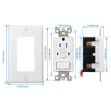 BAOMAIN GFCI Outlet with Combination Switch,Tamper Resistant GFCI Receptacle 15Amp,ETL Listed,Back &Side Wire,White BAA-001