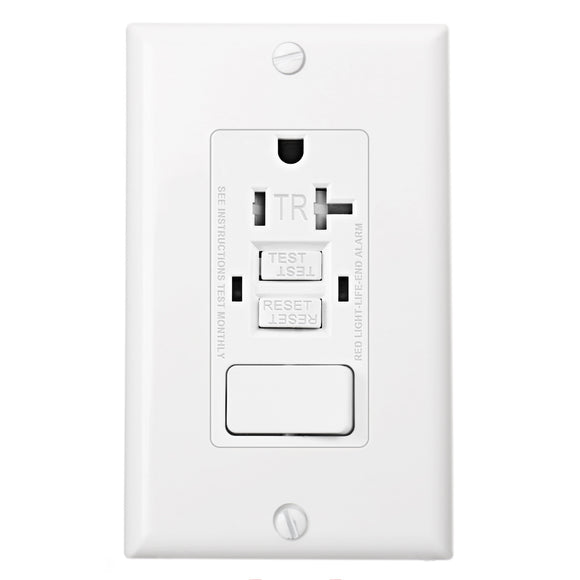 BAOMAIN GFCI Outlet with Combination Switch,Tamper Resistant GFCI Receptacle 20Amp ,ETL Listed,Back &Side Wire,White BAA-002