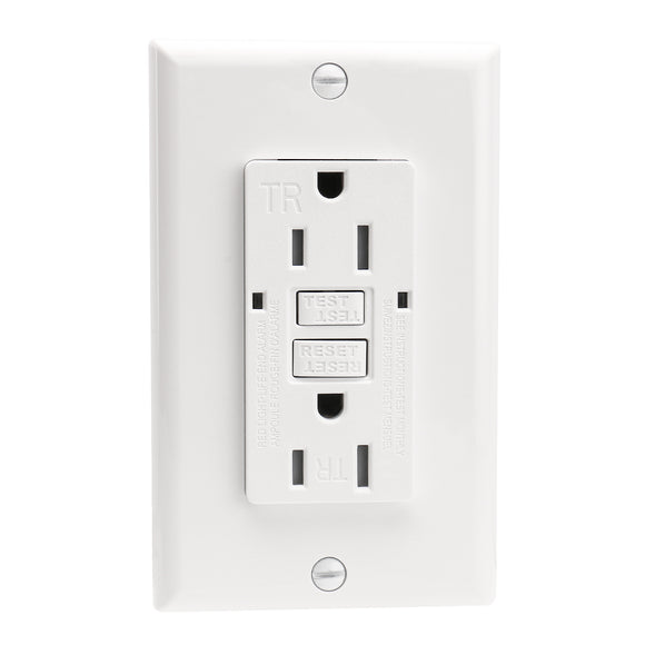 Baomain GFCI Outlets with Wallplate, Tamper-Resistant Receptacle, 15A/20A 125V 60Hz, LED Indicator, UL&CUL Listed, White