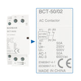 Baomain Household AC Contactor 50A 2 Pole 2 Normally Closed Universal Circuit Control 35mm DIN Rail Mount BCT-50/02