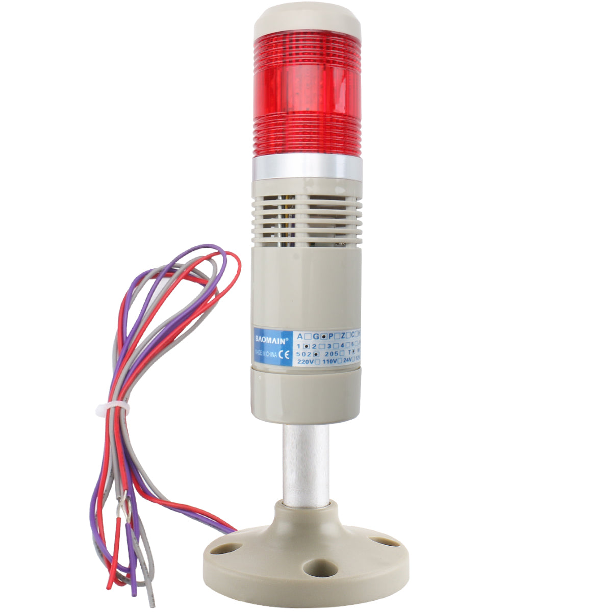 Signal Light Column LED Alarm Round Tower Indicator Continuous Light Red