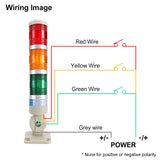 Baomain LED Signal Tower Stack Lights 12V/24V/110V/220V Industrial Continauous Warning Lights with Rotatable Base Red/Yellow/Green 3-Layer Column Tower Lamp LXY-502-T3