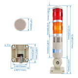 Baomain LED Signal Tower Stack Lights with Buzzer 12V/24V/110V/220V 2-Layer Tower Lamp with Rotatable Base Red Yellow LXY-502-TJ2