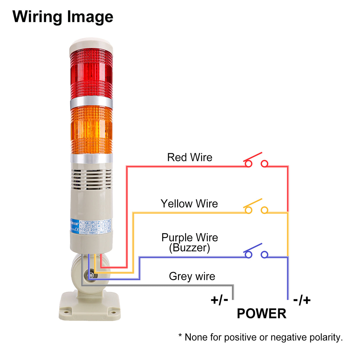 Signal Tower Stack Lights with Buzzer 2-Layer Lights with Rotatable Base