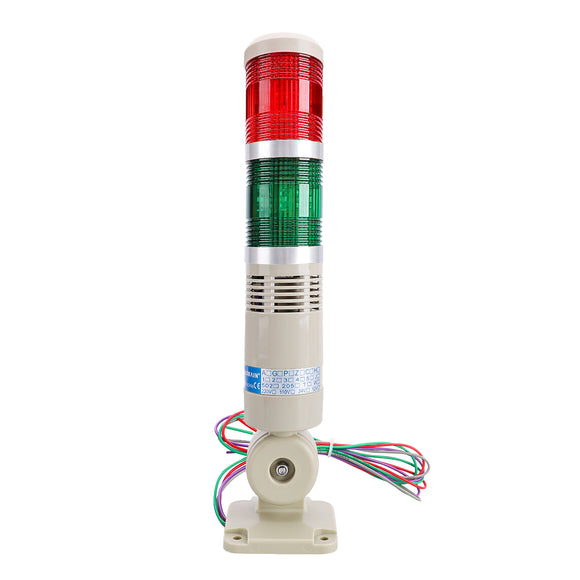 Baomain LED Signal Tower Stack Lights with Buzzer 12V/24V/110V/220V 2-Layer Tower Lamp with Rotatable Base Red Green LXY-502-TJ2