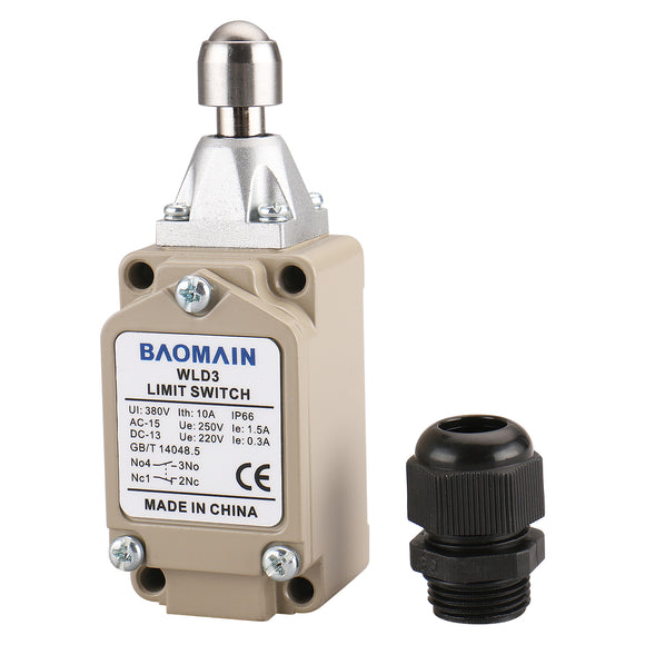 Baomain Limit switch WLD3 Standard Load Top Ball Plunger Momentary 380V 10A