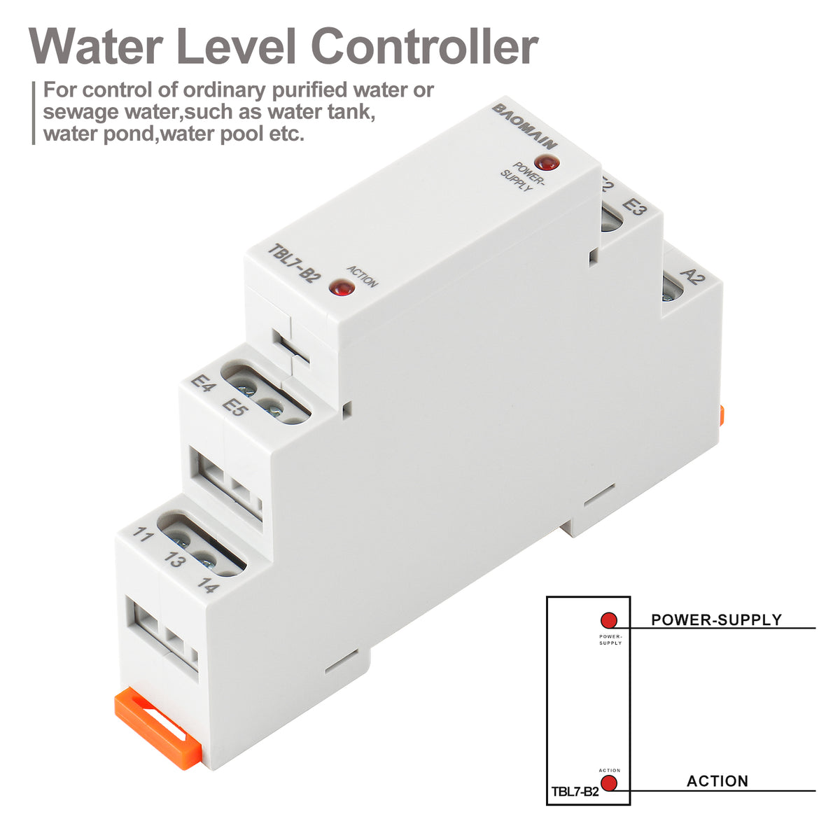 Liquid Timer Control Relay, 5A AC/DC24-240V 1 SPDT, DIN Rail Mounting ...