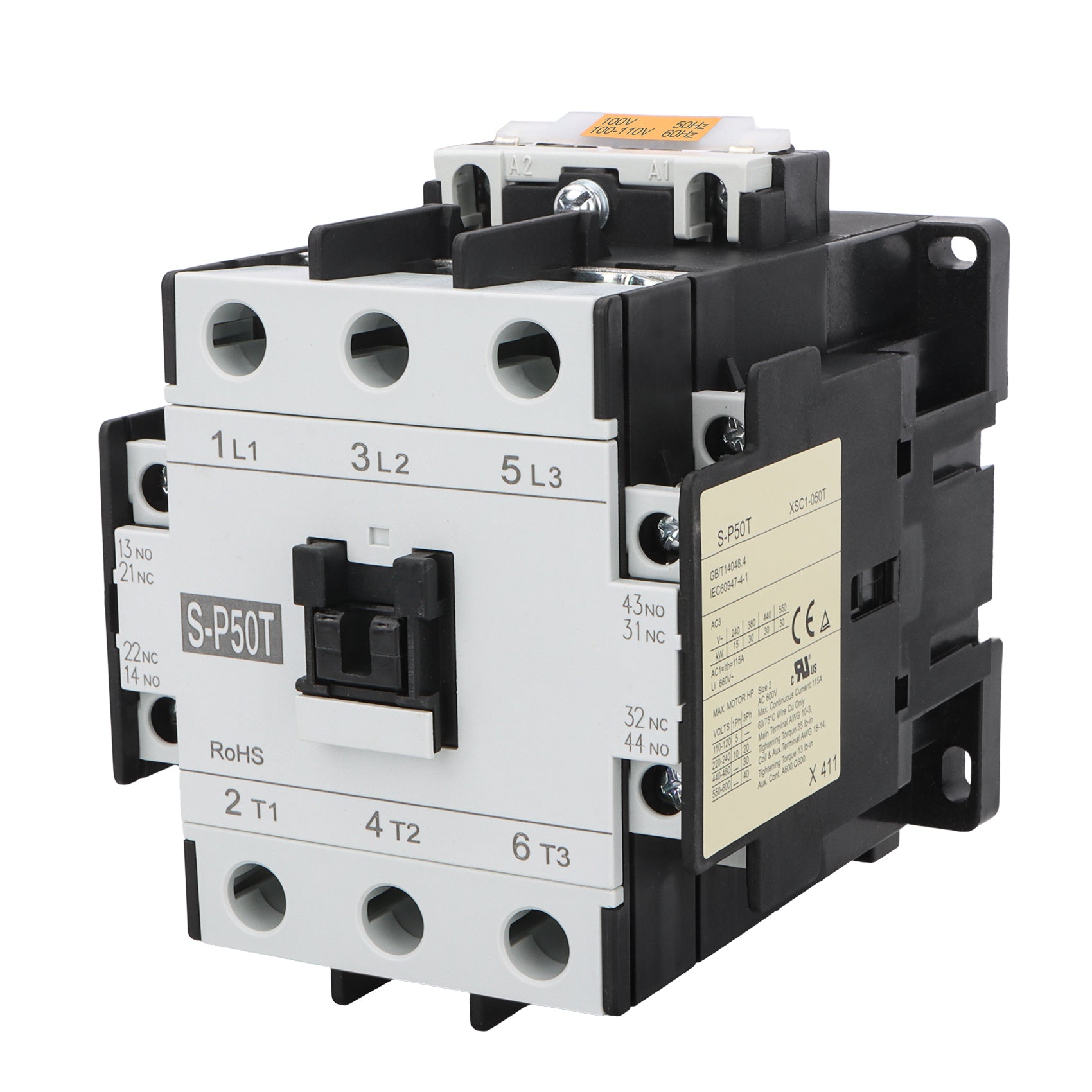 Baomain Magnetic Contactor S-P50T Coil 110VAC 50-60Hz, UL RoHs CE TÜV