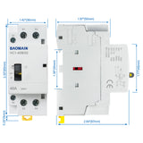 Baomain Manual Household AC Contactor HC1-40M 24V/110V/220VAC 40A 2Pole 50/60Hz Modular Contactor Circuit Control 35mm DIN Rail