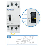 Baomain Manual Household AC Contactor HC1-40M 24V/110V/220VAC 40A 2Pole 50/60Hz Modular Contactor Circuit Control 35mm DIN Rail