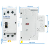 Baomain Manual Household AC Contactor HC1-50M 24V/110V/220VAC 50A 2 Pole 50/60Hz Modular Contactor Circuit Control 35mm DIN Rail