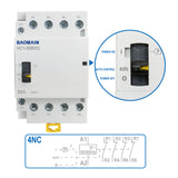 Baomain Manual Household AC Contactor HC1-50M 24V/110V/220VAC 50A 4Pole 50/60Hz Modular Contactor Circuit Control 35mm DIN Rail