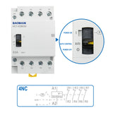 Baomain Manual Household AC Contactor HC1-63M 24V/110V/220VAC 63A 4 Pole 50/60Hz Modular Contactor Circuit Control 35mm DIN Rail