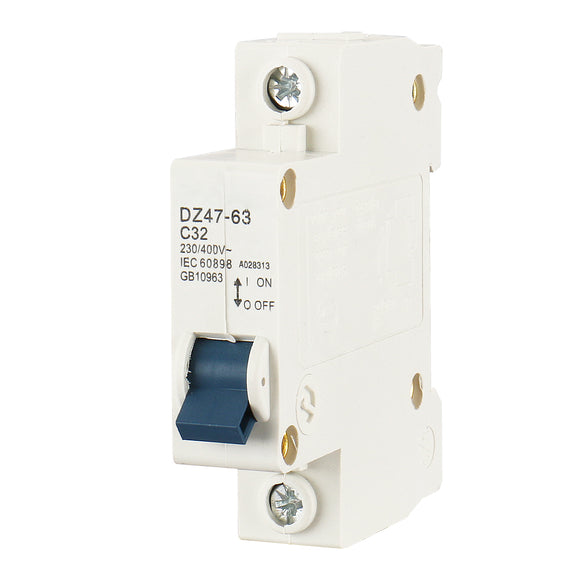 Baomain DZ47-63 1 Pole Miniature Circuit Breaker AC 230V 400V C6/C10/C16/C20/C25A/C32/C40/C50/C63 MCB DIN Rail Mounting MCB Work for Motor Protection and Air Compressor