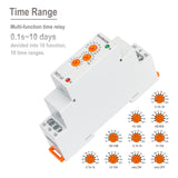 Baomain Multi-Function Time Relay, 16A SPDT 10-Functions, DIN Rail Mounting Timer Relay TBT7-A1