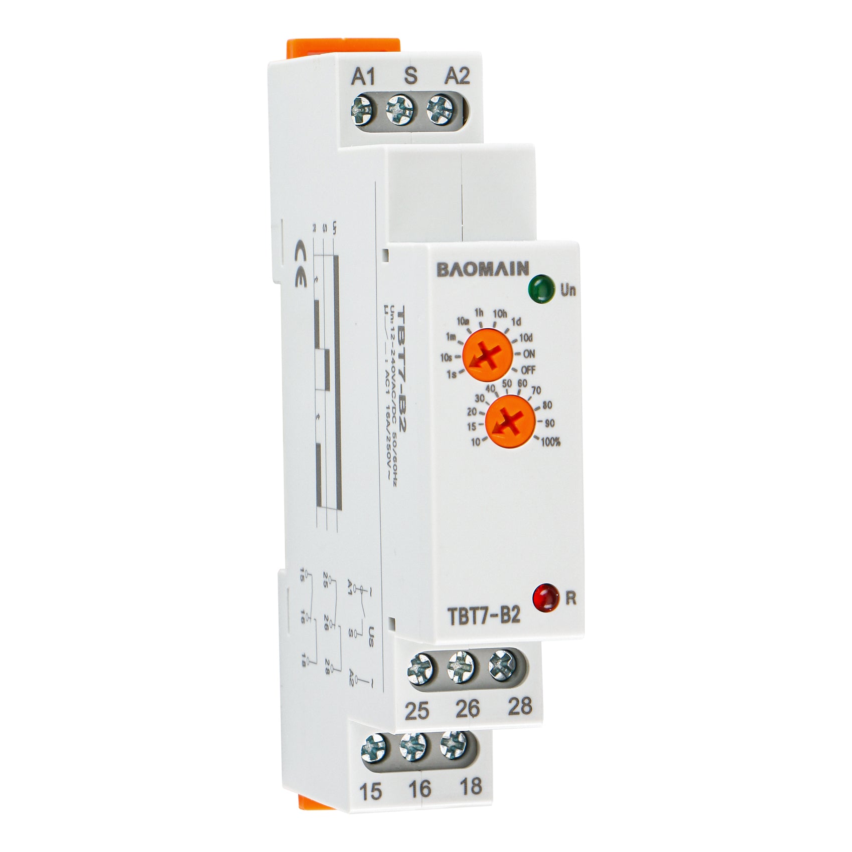 Baomain Multi-Function Time Relay, 16A/AC250V, Delay ON SPDT, DIN Rail ...