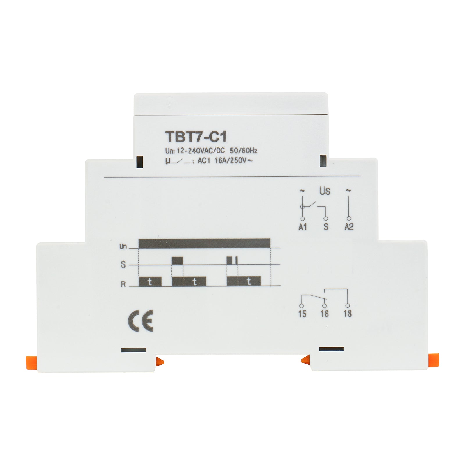 Baomain Multi-Function Time Relay, 16A Delay Off SPDT, DIN Rail Mounting Timer Relay TBT7-C1