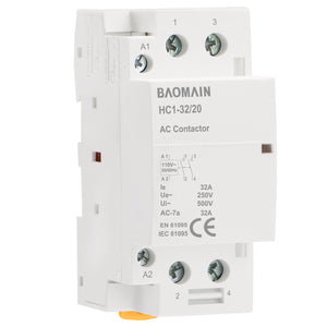 Baomain Household AC Contactor HC1-32/20(BCT-32/20) 110-120V 32A 2 Pole Normally Open 35mm DIN Rail Mount
