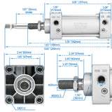 Pneumatic Air Cylinder SC 50 PT 1/4, Bore: 50mm (2 inch) Screwed Piston Rod Dual Action 1 Mpa