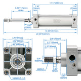 Baomain Pneumatic Air Cylinder with magnets SC 80 x 175-S PT 3/8'', Bore: 80mm, Stroke: 175mm(7''), Screwed Piston Rod Dual Action 1.0 Mpa