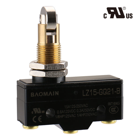Baomain Micro Switch TM-1309(LZ15-GQ21-B) Cross Roller Plunger Momentary AC 380V 15A Screw Terminals