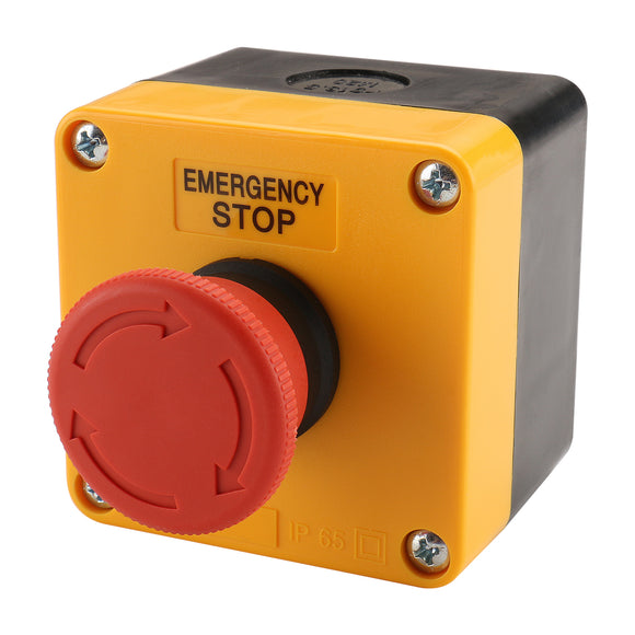 Baomain Red Sign Emergency Stop Switch Push Button Weatherproof Push Button Switch 660V with Box