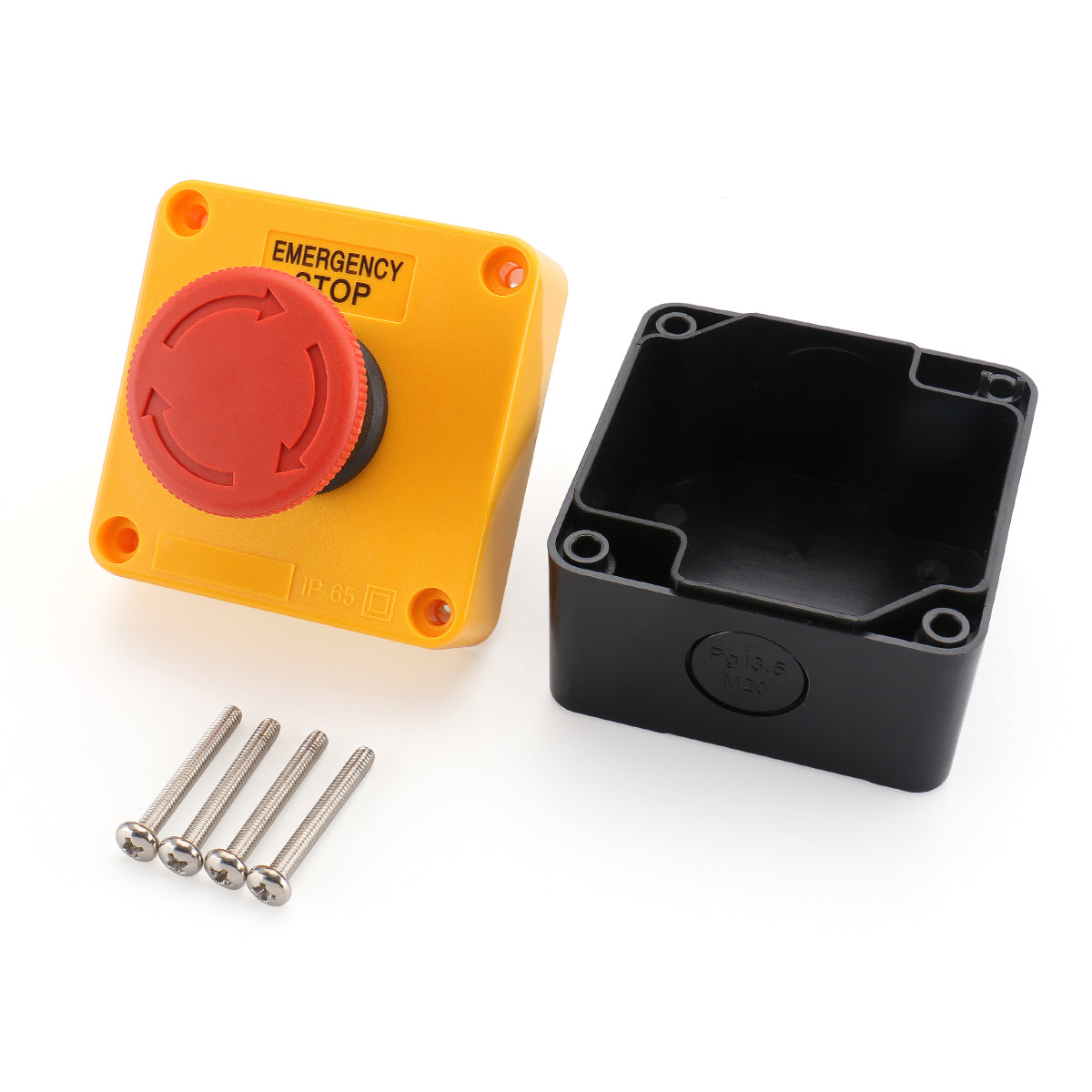 Baomain Red Sign Emergency Stop Switch Push Button Weatherproof Push Button Switch 660V with Box