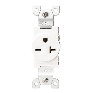 BAOMAIN Single Receptacle Outlet, 250VAC 20Amp Wall Outlet, Straight Blade Receptacle, Self-Grounding Construction With UL Listed BAS-013 White