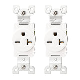 BAOMAIN Single Receptacle Outlet, 250VAC 20Amp Wall Outlet, Straight Blade Receptacle, Self-Grounding Construction With UL Listed BAS-013 White