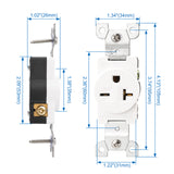 BAOMAIN Single Receptacle Outlet, 250VAC 20Amp Wall Outlet, Straight Blade Receptacle, Self-Grounding Construction With UL Listed BAS-013 White