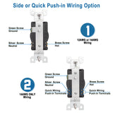 BAOMAIN Single Receptacle Outlet, 250VAC 20Amp Wall Outlet, Straight Blade Receptacle, Self-Grounding Construction With UL Listed BAS-013 White