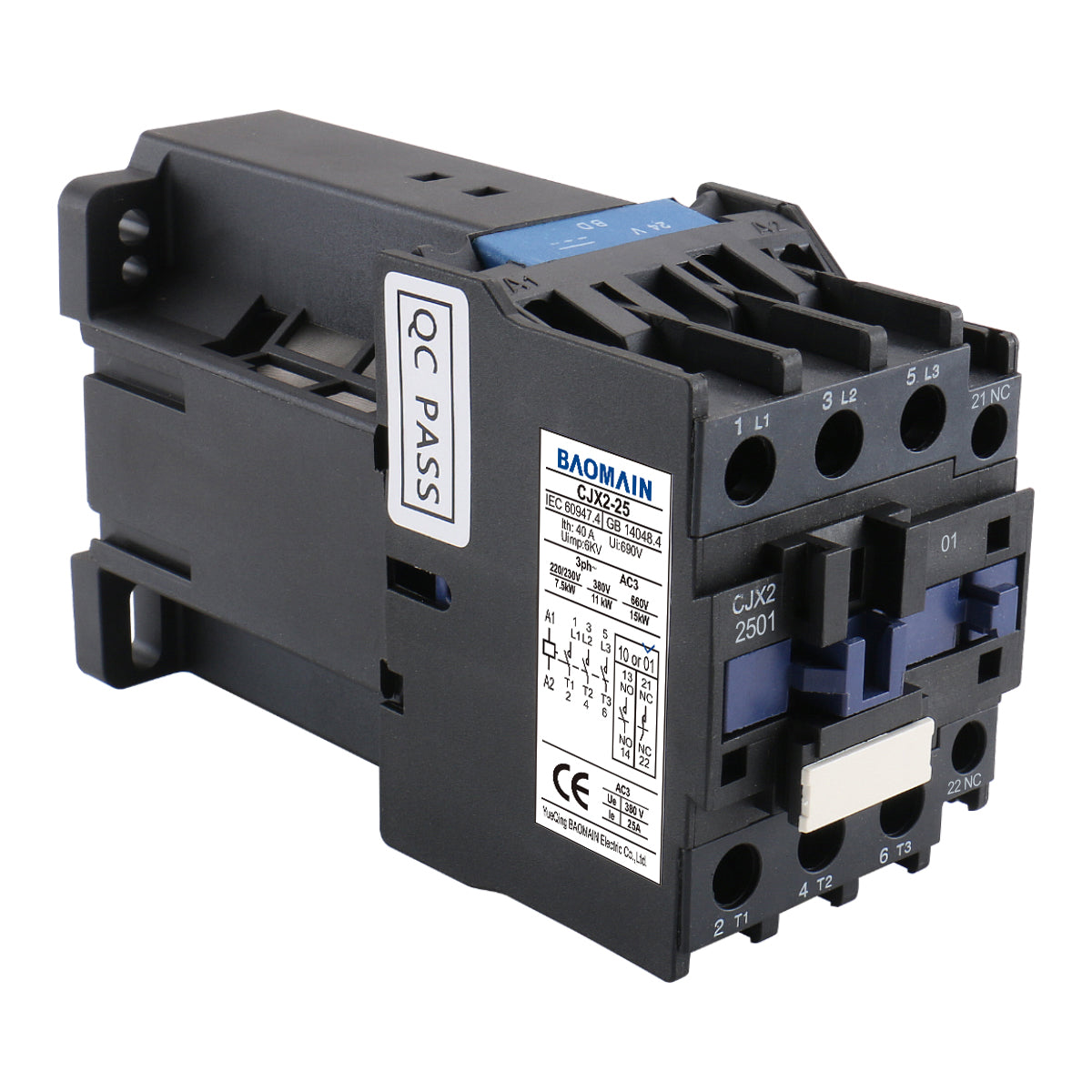 Baomain DC-Schütz CJX2-3210 32 Ampere 24 VDC 50/60 Hz 35 mm DIN-Schiene 3P normalerweise offen