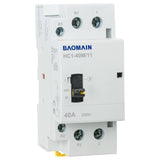 Baomain Manual Household AC Contactor HC1-40M 24V/110V/220VAC 40A 2Pole 50/60Hz Modular Contactor Circuit Control 35mm DIN Rail