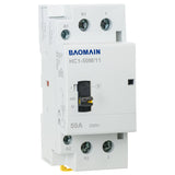 Baomain Manual Household AC Contactor HC1-50M 24V/110V/220VAC 50A 2 Pole 50/60Hz Modular Contactor Circuit Control 35mm DIN Rail