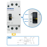 Baomain Manual Household AC Contactor HC1-63M 24V/110V/220VAC 63A 2 Pole 50/60Hz Modular Contactor Circuit Control 35mm DIN Rail