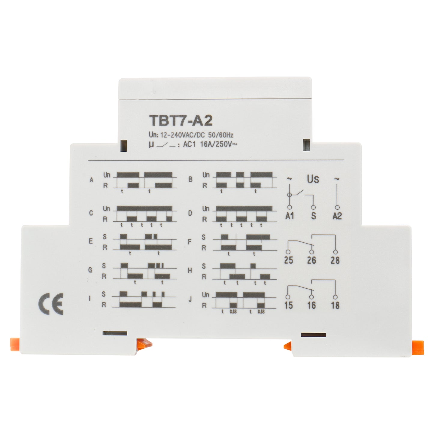 Multi-Function Time Relay, 16A/250V SPDT 10-Functions, DIN Rail ...