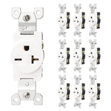 BAOMAIN Single Receptacle Outlet, 250VAC 20Amp Wall Outlet, Straight Blade Receptacle, Self-Grounding Construction With UL Listed BAS-013 White