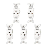 BAOMAIN Single Receptacle Outlet, 250VAC 20Amp Wall Outlet, Straight Blade Receptacle, Self-Grounding Construction With UL Listed BAS-013 White