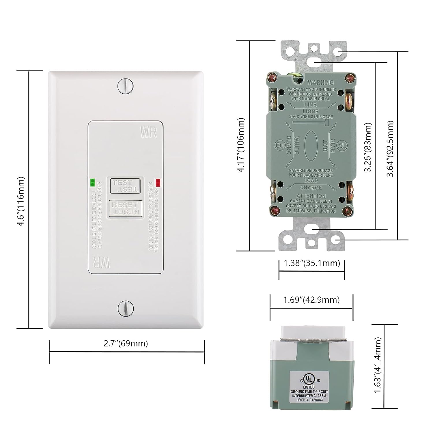 BAOMAIN Blank Face GFCI Weather Resistant Receptacle Indoor Or Outdoor Baomain blank face gfci weather resistant receptacle indoor or outdoor