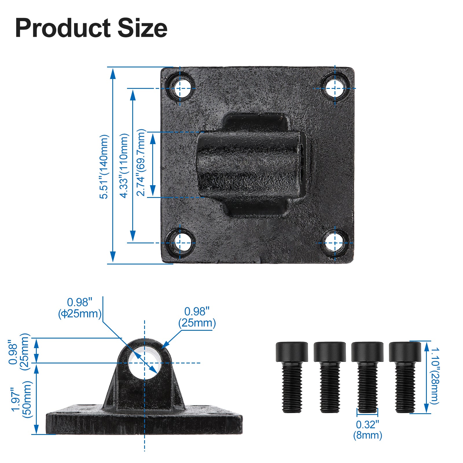 Baomain Foot Flange CA-125 for Foot mounting Work with Pneumatic Standard Cylinder SC 125