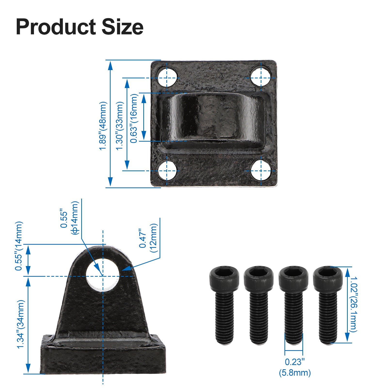 Baomain Foot Flange Link an Enclosure CA-32 for Foot Mounting Work with Pneumatic Standard Cylinder SC 32
