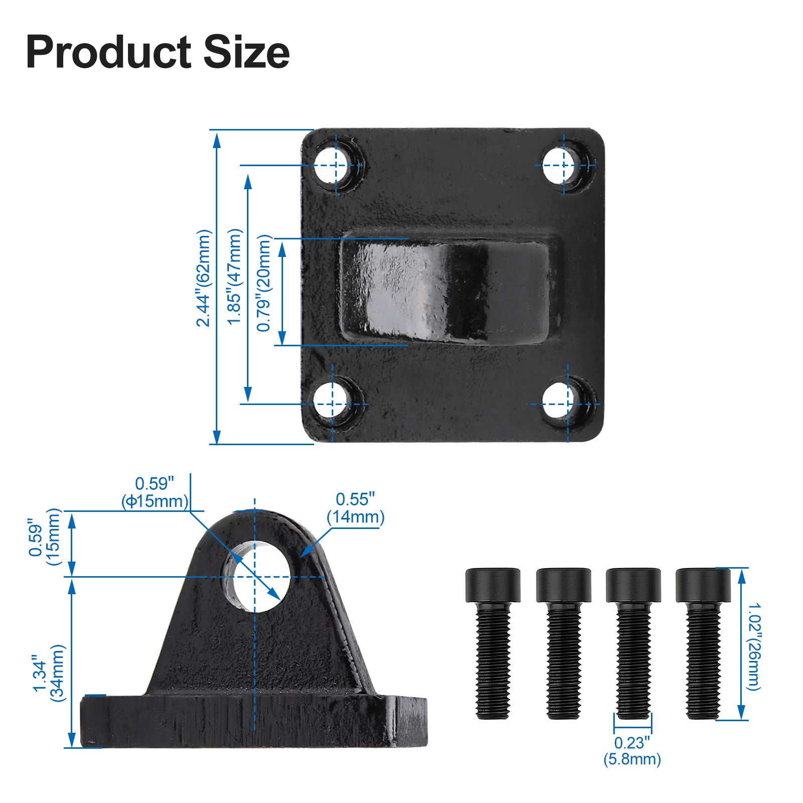 Baomain Foot Flange Link an Enclosure CA-50 for Foot Mounting Work with Pneumatic Standard Cylinder SC 50