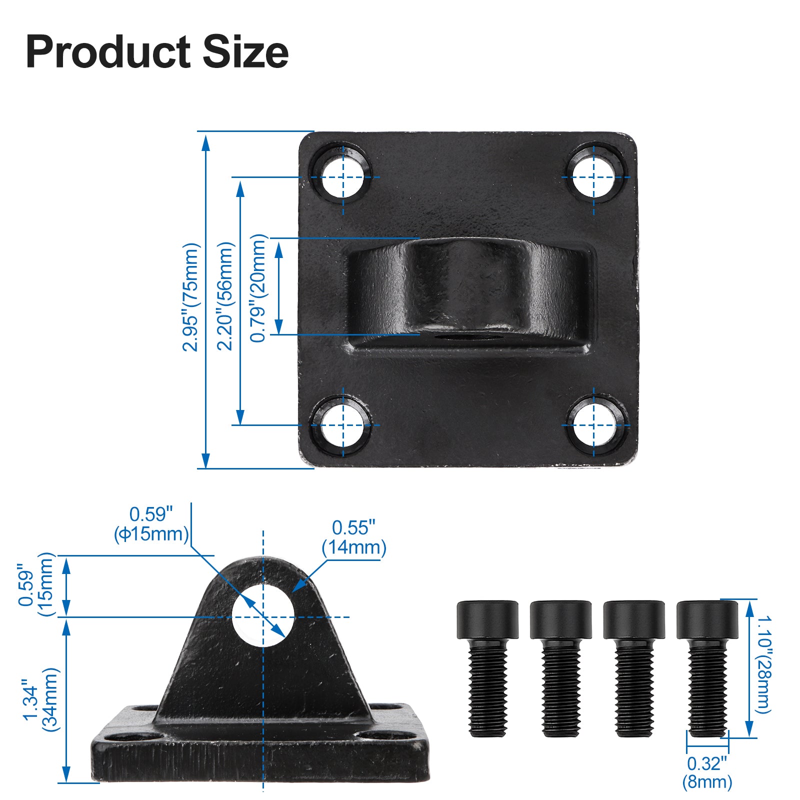 Baomain Foot Flange CA-63 for Foot mounting Work with Pneumatic Standard Cylinder SC 63
