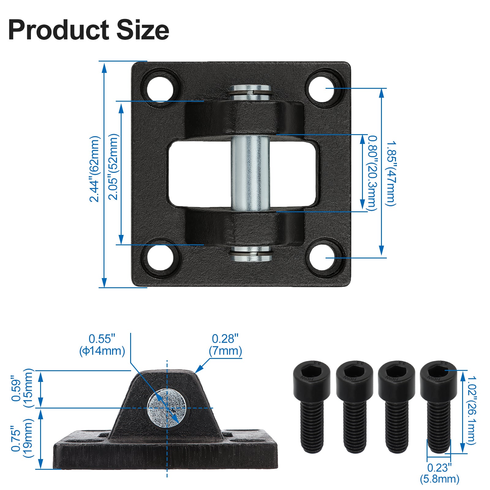 Baomain Foot Flange Installation Accessory CB-50 for Foot Mounting Work with Pneumatic Standard Cylinder SC 50 with 4 Screws