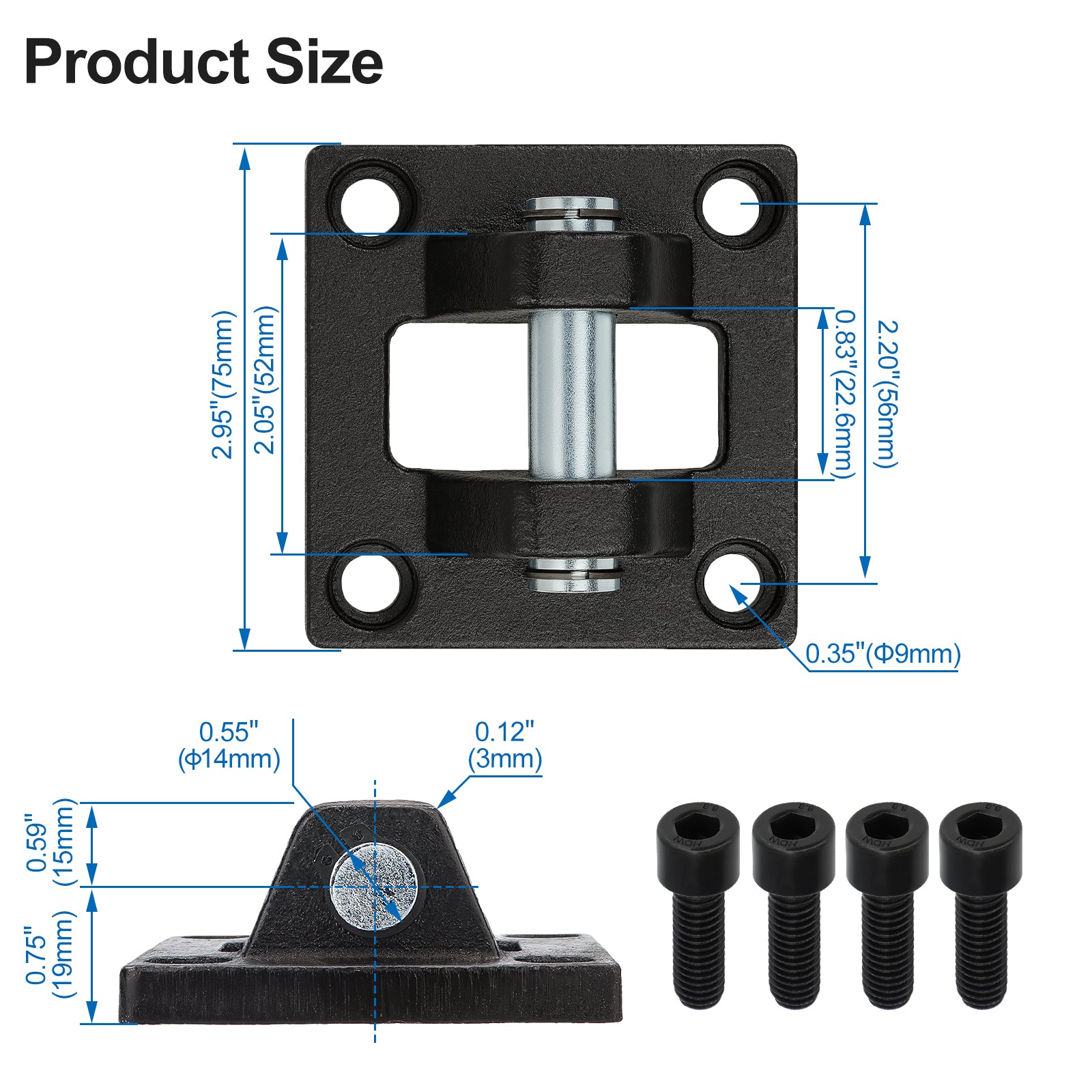 Baomain Foot Flange CB-63 for Foot Mounting Work for Pneumatic SC63 Cylinder with 4 Screws