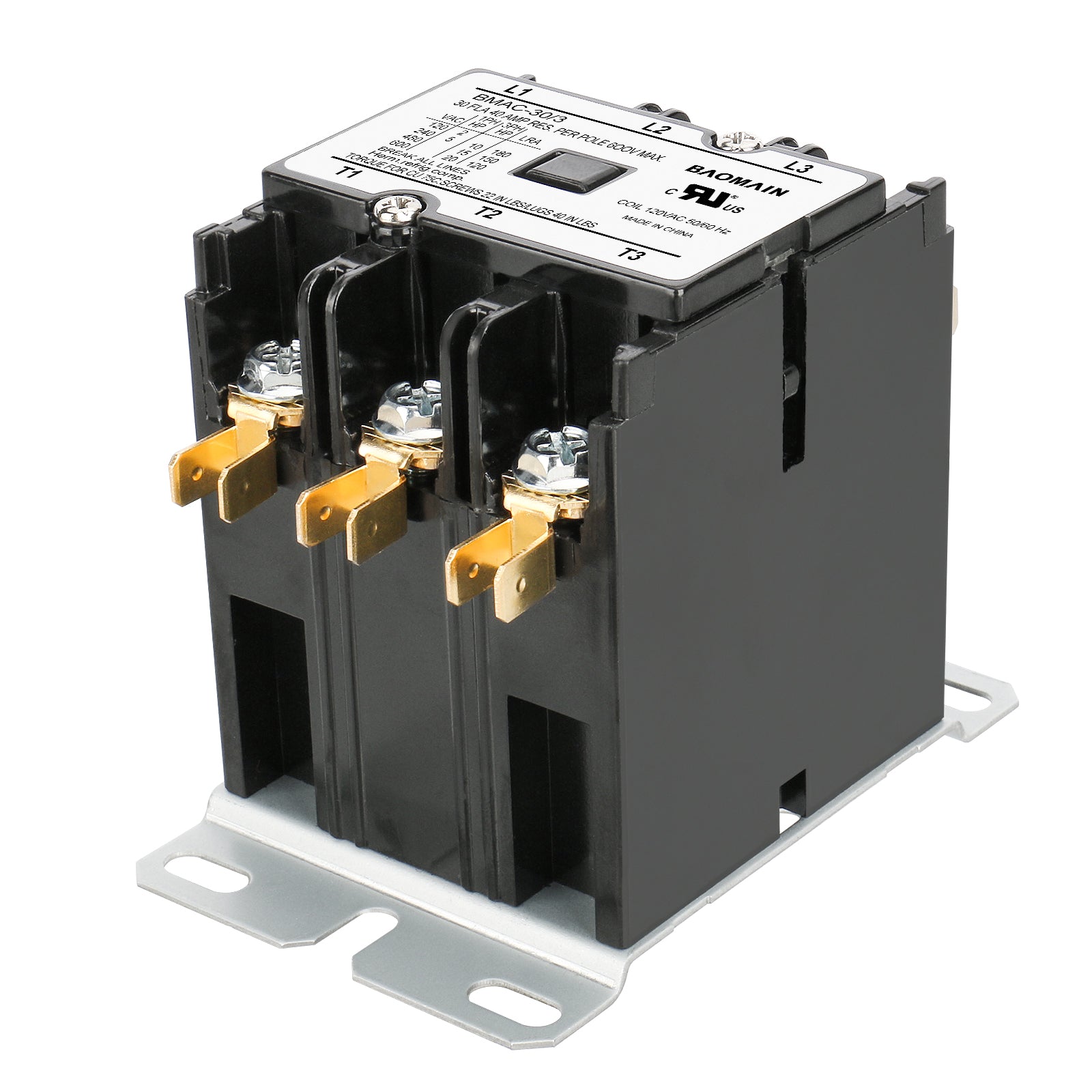 HVAC AC Contactor, 120VAC Coil 30A 3P Conditioner Condenser Compressor ...