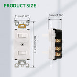 Double Toggle Light Switch,15Amp 120Volt,Residential Grade Electrical Wall Switch,Great for Home, Office & Kitchen, ETL Listed, White