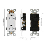 Baomain Duplex Receptacle Outlet,Self-Grounding,125V Standard Electrical Wall Outlet,Residential,UL Listed, Push & Side Wire, White