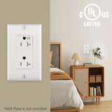 Baomain Duplex Receptacle Outlet,Self-Grounding,125V Standard Electrical Wall Outlet,Residential,UL Listed, Push & Side Wire, White